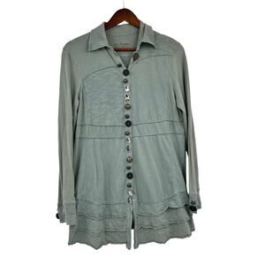 NEON BUDDHA  Jacket Top Tunic CARDIGAN large Dusty GREEN GORGEOUS Boho Lagenlook